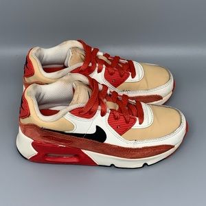 Nike Air Max 90 Leather Sesame Red Clay Running Shoes Youth Sz 1Y Women's Sz 2.5